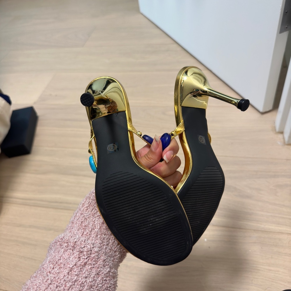 Gold Multi Colored Sandals - Picture 3 of 4